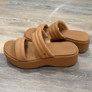 Reef Lofty Lux Hi Tan Leather Platform Slide Sandals Womens 8